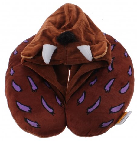 nekkussen met hoody 28 x 30 cm polyester bruin