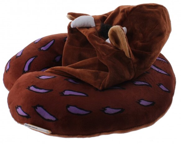 nekkussen met hoody 28 x 30 cm polyester bruin