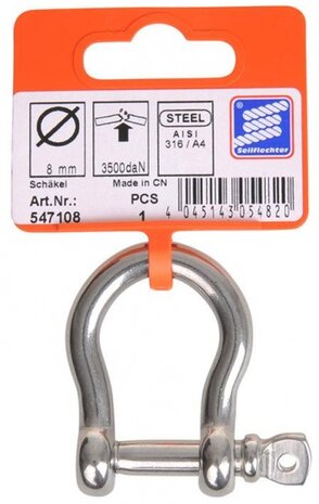 harpsluiting 40 x 8 mm RVS zilver