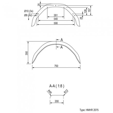spatscherm hoekig staal 14 inch (2075)