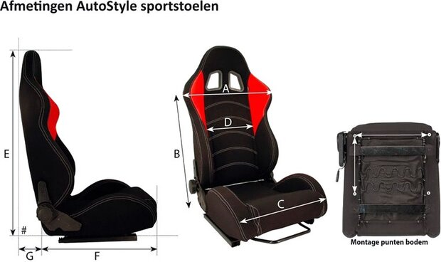 sportstoel C met verstelbare rugleuning L/R zwart