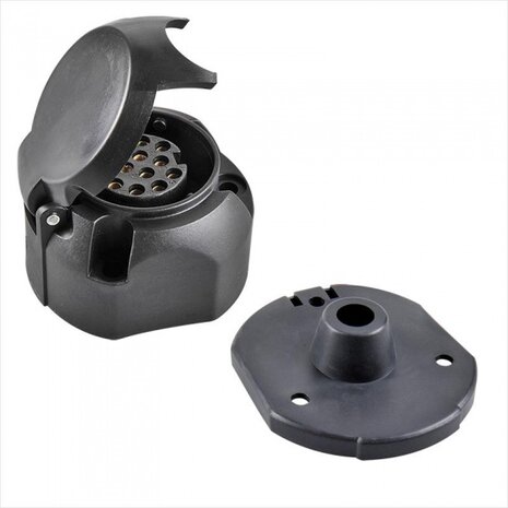 Stekkerdoos 13-polig PVC Jaeger + afdichtingsrubber zwart