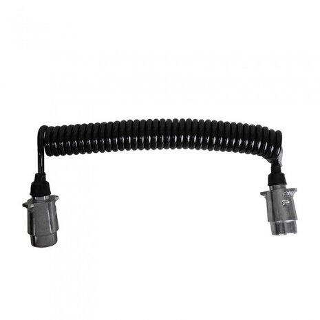 spiraalkabel staal/PVC 7-polig 4,5 m zilver/zwart