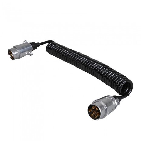 spiraalkabel staal/PVC 7-polig 4,5 m zilver/zwart