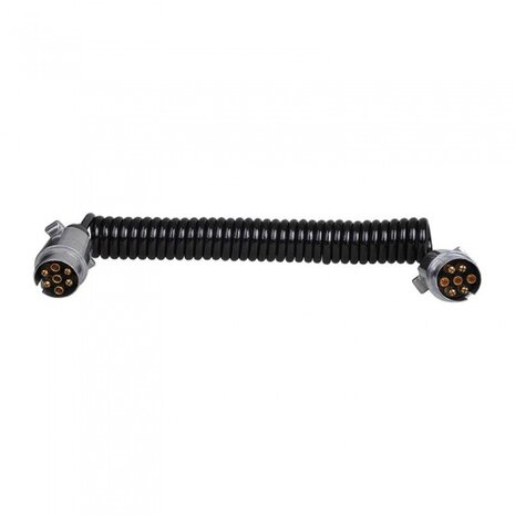 spiraalkabel staal/PVC 7-polig 4,5 m zilver/zwart