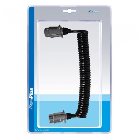 spiraalkabel staal/PVC 7-polig 4,5 m zilver/zwart