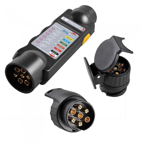 stekkertester 7-polig 12V met 2 adapters in blister