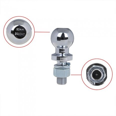 trekhaakkogel 50 mm recht staal M22 x 55 mm zilver