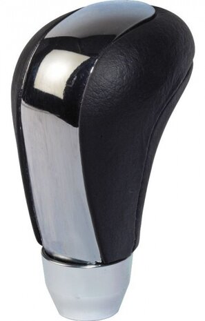 pookknop universeel M7 gepolijst/leer 9,5 cm zwart/zilver