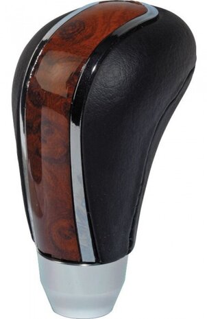 pookknop universeel M7 gepolijst/hout/leer 9,5 cm zw/br
