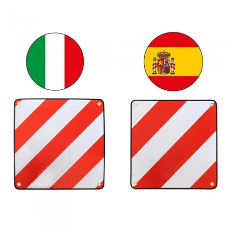 markeringsbord voor Itali&euml; en Spanje 50 x 50 cm rood/wit