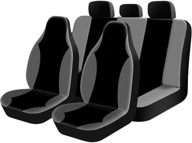 stoelhoezenset Street Racer High uni zw/gr 9-delig