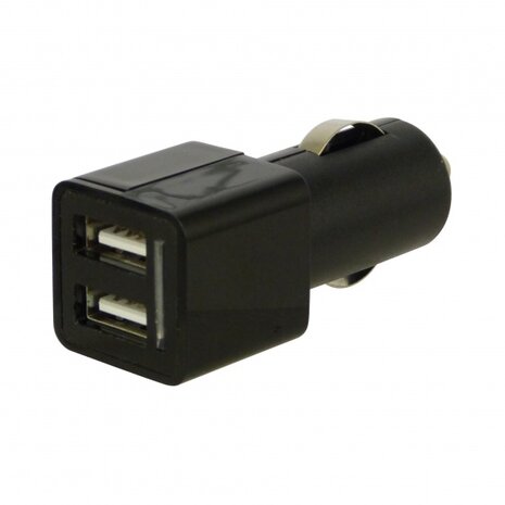 autolader USB dubbel 12 Volt 2A zwart