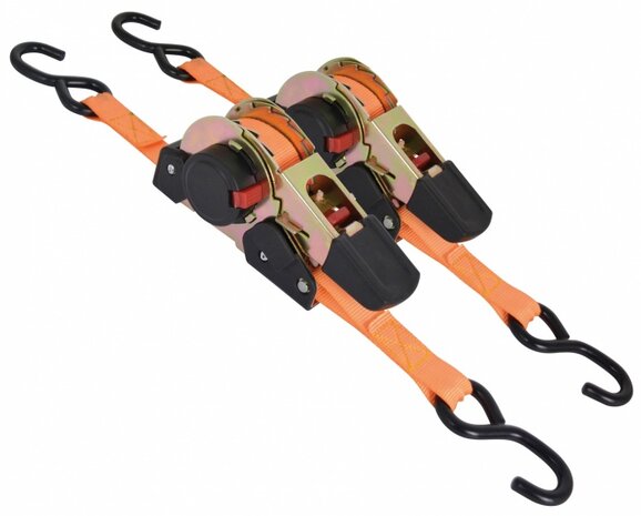spanbanden automatische ratel 2,5 x 300 cm oranje 2 stuks