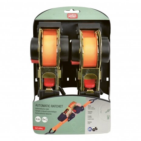 spanbanden automatische ratel 2,5 x 300 cm oranje 2 stuks