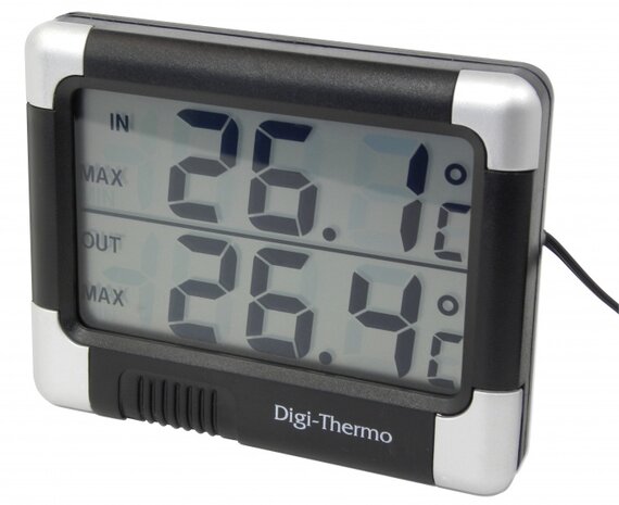 thermometer binnen- &amp; buiten 6 x 8 cm zilver/zwart