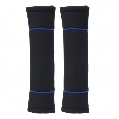gordelhoezen Classic zwart met blauwe bies 2 stuks