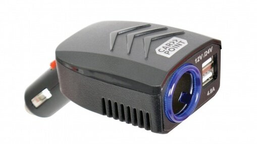 Stekkerdoos 2-Weg met USB zwart 13 cm