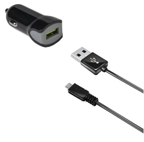 autolader USB 12/24V 2.4A + Micro-USB-datakabel zwart