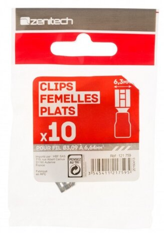 kabelschoentjes 6.3 mm &Oslash;3,09 - 6,64 mm geel 10 stuks