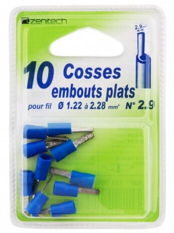 kabelschoentjes blauw &Oslash;1,22 - 2,28 mm 10 stuks