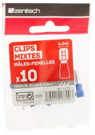 kabelschoentjes male &Oslash; 1,22 x 2,28 mm blauw 10 stuks