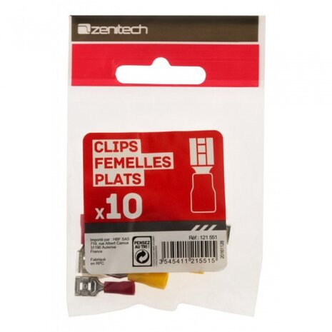 kabelschoentjes plat female 3 kleuren 10 stuks