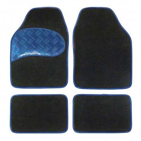 universele mattenset Sportivo zwart/blauw 4-delig
