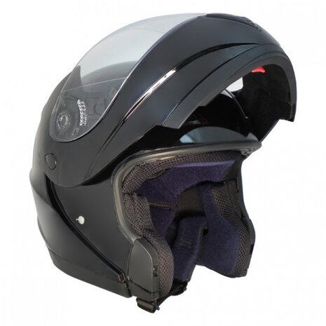 motorhelm systeemhelm glanzend zwart maat L