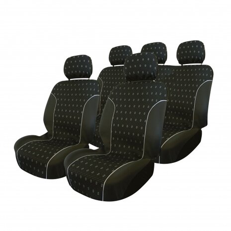 stoelhoezenset Charcoal uni 9-delig zwart