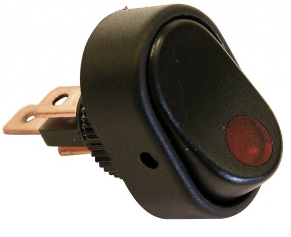 schakelaar met rood led-lampje 12V zwart