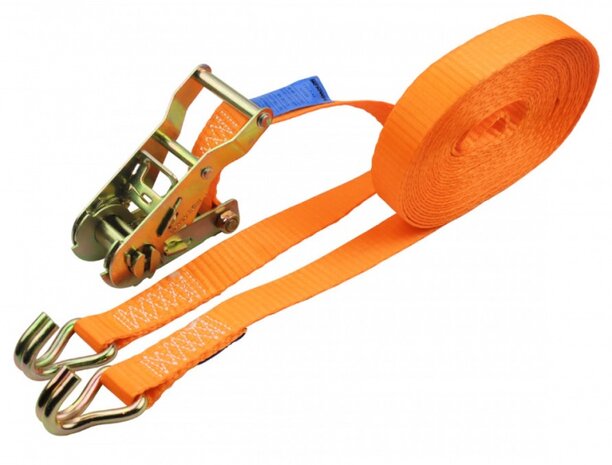 ratelspanband met haken 25 mm 5 meter 350 kg oranje