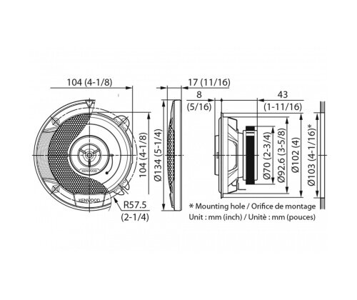 speakerset tweeweg coaxiaal KFC-S1066 220 Watt zwart