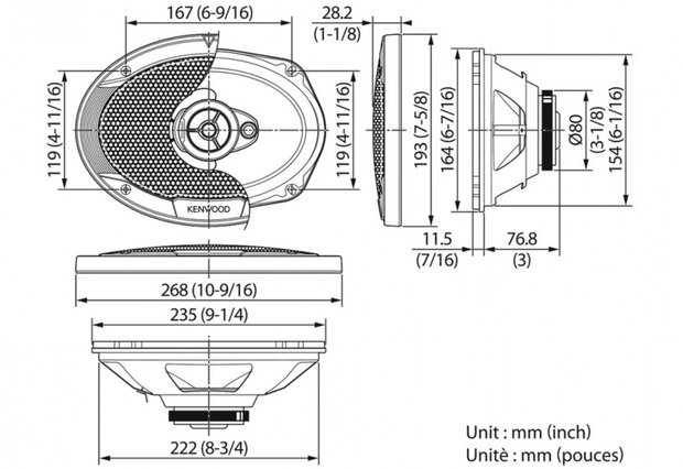 speakerset drieweg KFC-S6966 400 Watt zwart