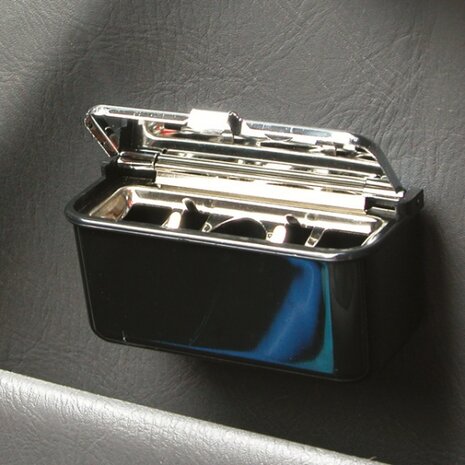 auto-asbak met deksel 9 x 5 cm zwart/chroom