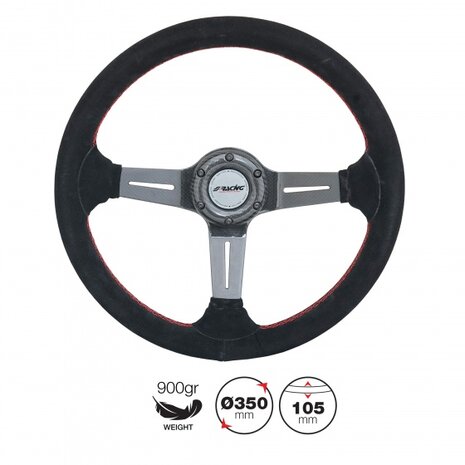 sportstuur high end racing Carlos &Oslash;35 cm carbon zwart/zilver