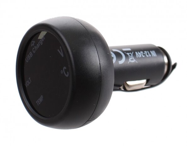 3-in-1 autolader USB 12/24V - 2,1A zwart 6 cm