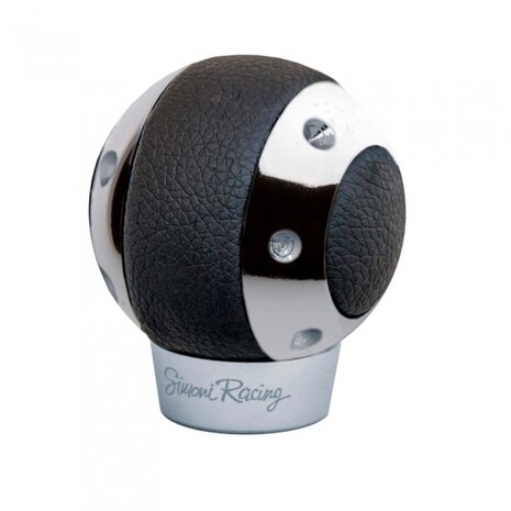 pookknop SPR leder &Oslash;52 mm zwart/zilver