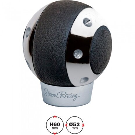 pookknop SPR leder &Oslash;52 mm zwart/zilver