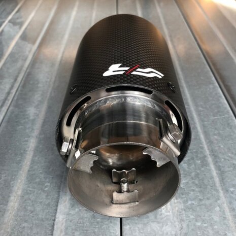 uitlaatsierstuk rond &Oslash;89 mm 155 mm carbon zwart