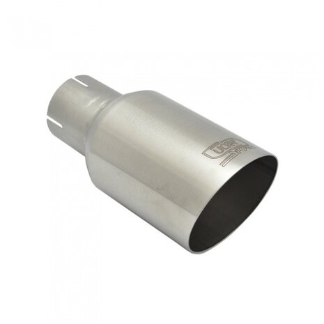 uitlaatsierstuk rond/schuin &Oslash;80/50 mm 180 mm geborsteld RVS zilver