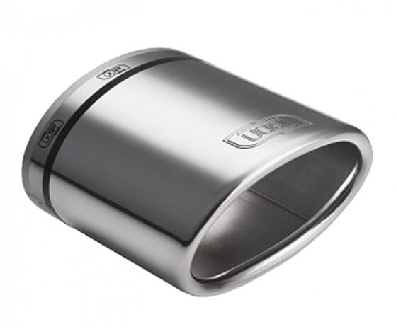 uitlaatsierstuk ovaal/schuin 95 x 65 mm &Oslash;40-55 mm 120 mm RVS zilver