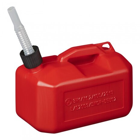 jerrycan 5 liter met vulslang rood UN-gekeurd