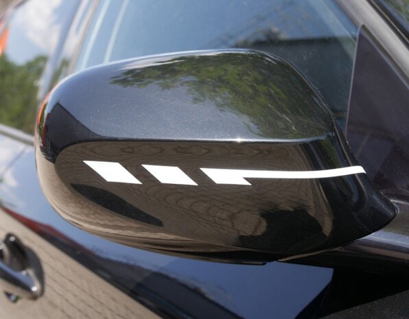 PIN-Striping spiegelkappen 35,5 cm wit 2 stuks