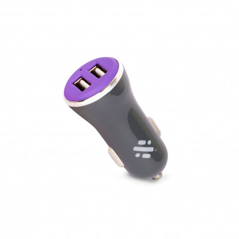 autolader met dubbele USB port paars