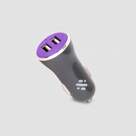 autolader met dubbele USB port paars