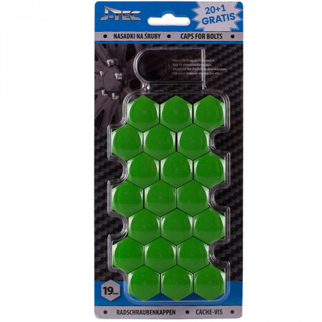 wielmoerkapjes 19 mm synthetisch groen 20+1 stuks
