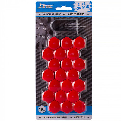 wielmoerkapjes 19 mm synthetisch rood 20+1 stuks