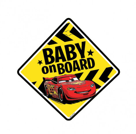 autobord Cars Baby on Board! 13 cm PVC geel (en)