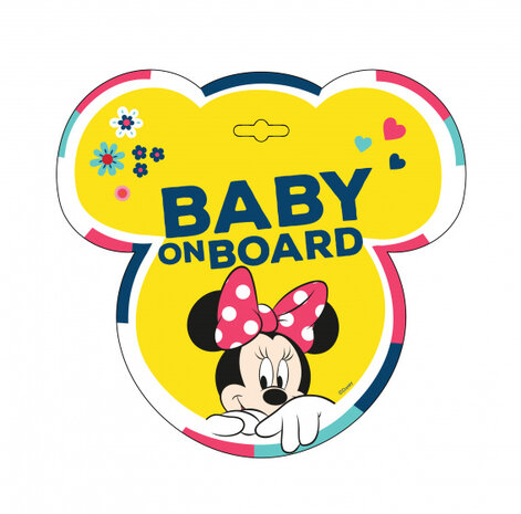 autobord Minne Mouse Baby on Board! 13 cm PVC geel (en)
